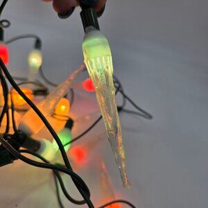 Vintage Icicle Christmas String Lights Multi-Color Holiday Decoration